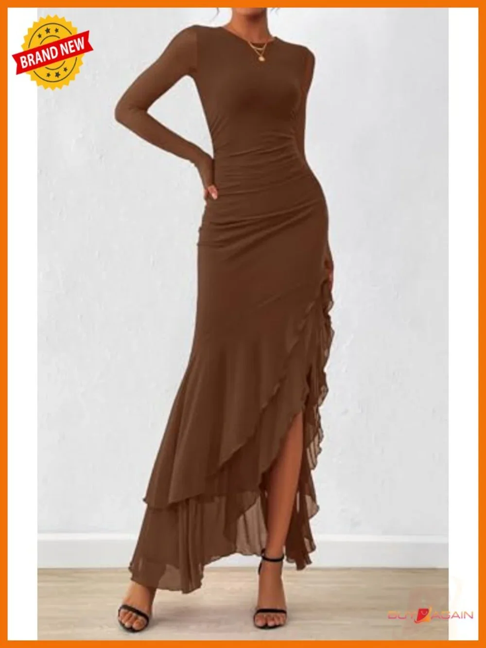 Women's Maxi Dress Long Sleeve Wedding Guest Cocktail Mermaid Formal